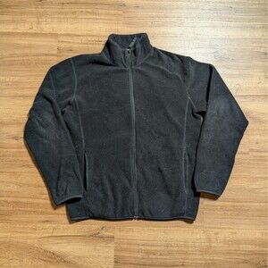 Uniqlo Fleece Jacket Womens Medium Black Full Zip Long Sleeve Lightweight Coat
